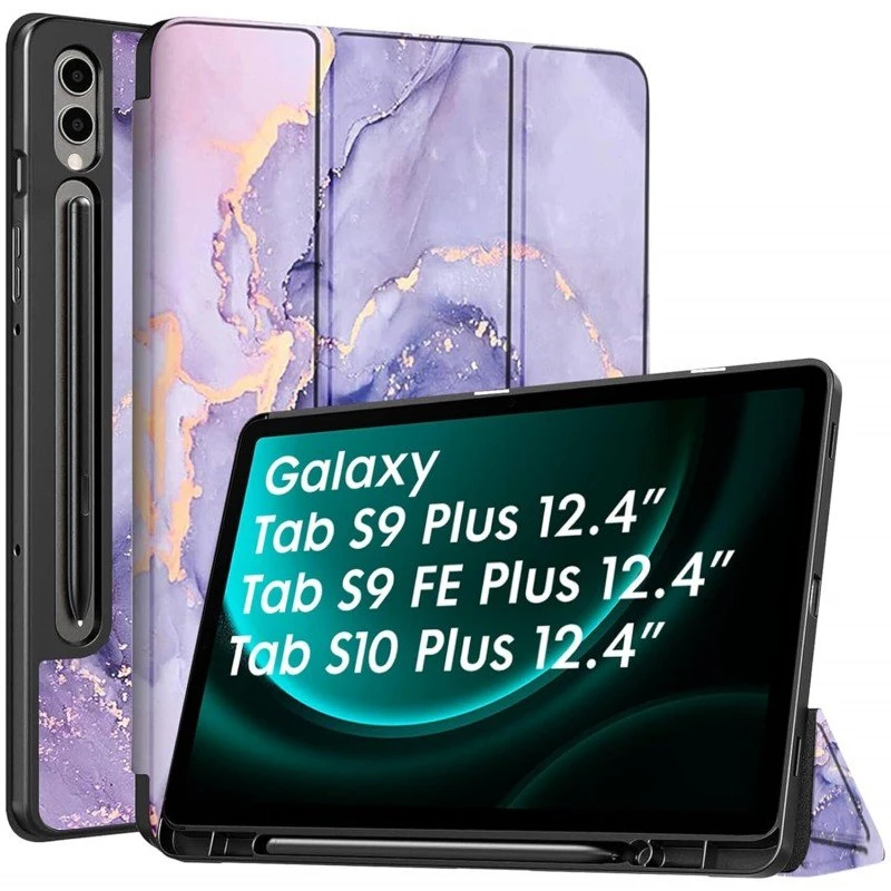 Robustrion Cover for Samsung Galaxy Tab S9 FE+ / Tab S10 Plus/Tab S9 Plus 12.4 inch Cover Case with [S Pen Holder] for Samsung Tab S9 FE Plus / S9+ / S10+ Tablet Cover [Auto Sleep/Wake] - Black