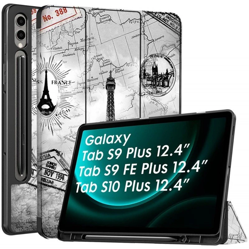Robustrion Cover for Samsung Galaxy Tab S9 FE+ / Tab S10 Plus/Tab S9 Plus 12.4 inch Cover Case with [S Pen Holder] for Samsung Tab S9 FE Plus / S9+ / S10+ Tablet Cover [Auto Sleep/Wake] - Black