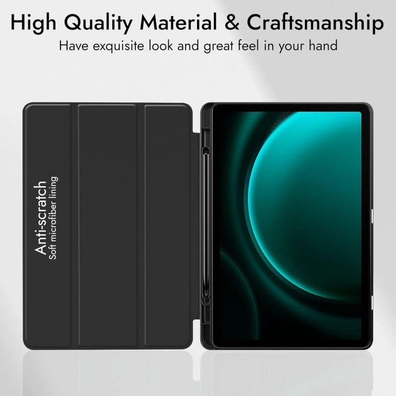 Robustrion Cover for Samsung Galaxy Tab S9 FE+ / Tab S10 Plus/Tab S9 Plus 12.4 inch Cover Case with [S Pen Holder] for Samsung Tab S9 FE Plus / S9+ / S10+ Tablet Cover [Auto Sleep/Wake] - Black