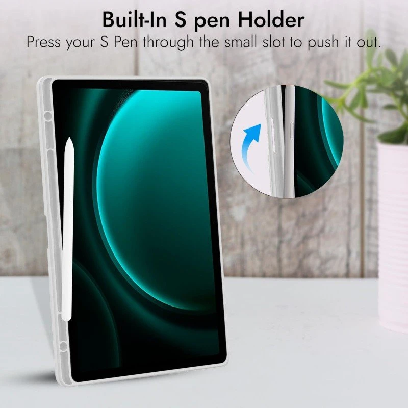 Robustrion Cover for Samsung Galaxy Tab S9 FE+ / Tab S10 Plus/Tab S9 Plus 12.4 inch Cover Case with [S Pen Holder] for Samsung Tab S9 FE Plus / S9+ / S10+ Tablet Cover [Auto Sleep/Wake] - Black