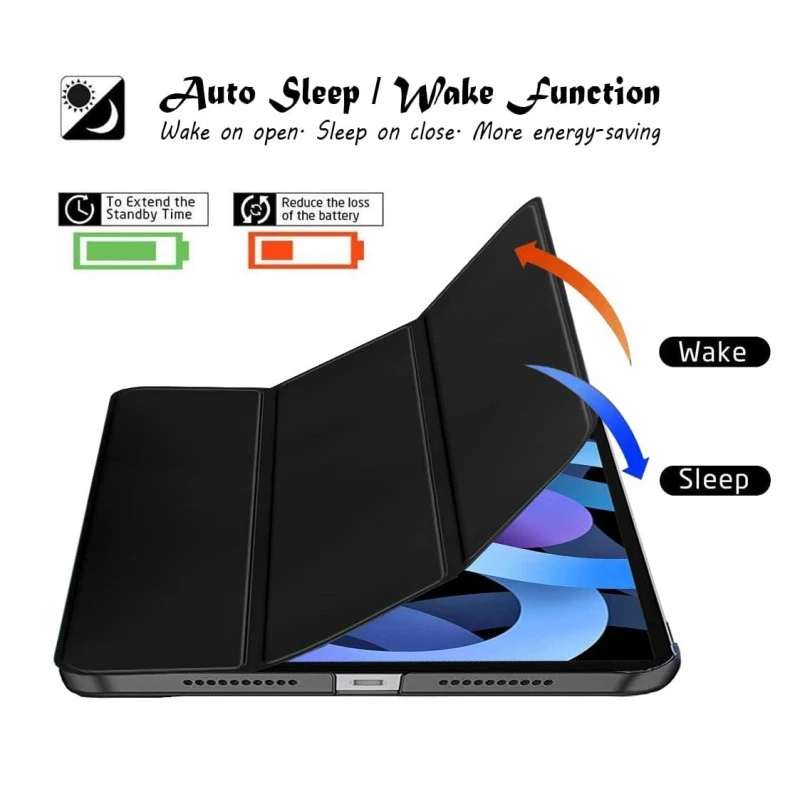Robustrion Cover for iPad Air 5th Generation Cover / 4th Generation Smart Flip Case with Translucent Back - Black