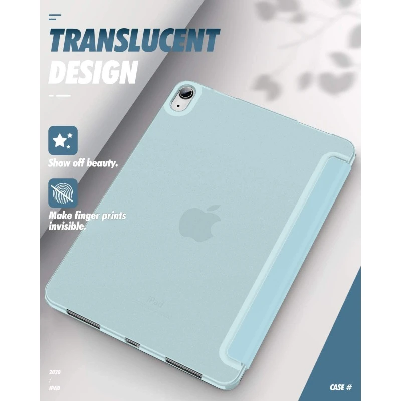 Robustrion Cover for iPad Air 5th Generation Cover / 4th Generation Smart Flip Case with Translucent Back - Black