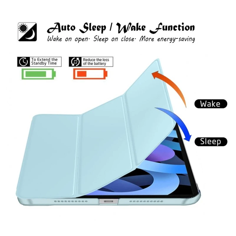 Robustrion Cover for iPad Air 5th Generation Cover / 4th Generation Smart Flip Case with Translucent Back - Black