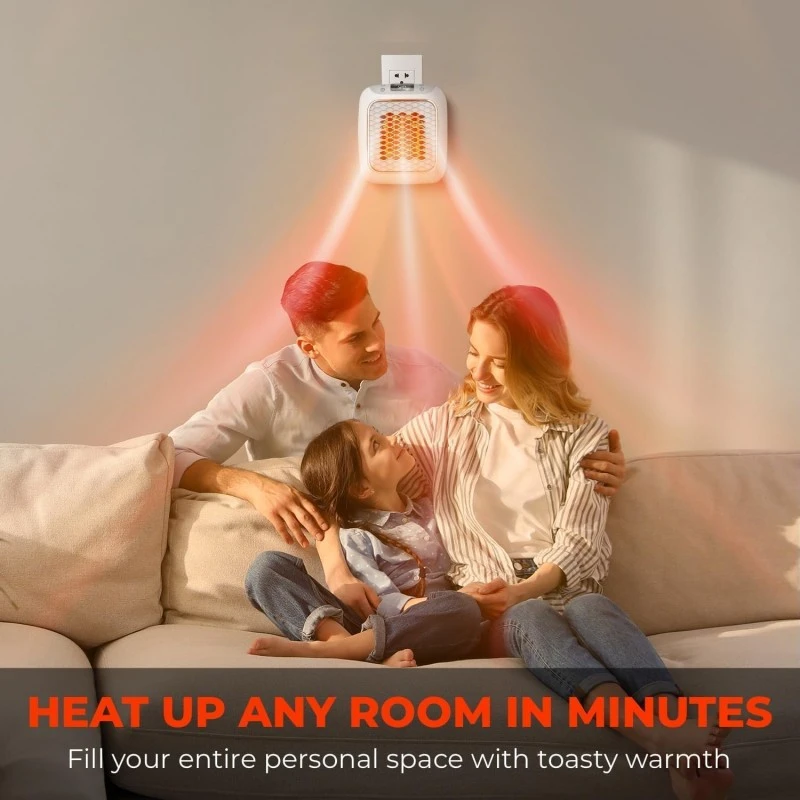 Veret Room Heater Turbo 800, Wall Outlet, Adjustable Thermostat, 12-Hour Timer, Auto Shut-Off, Quiet & Space-Saving Ceramic Mini Heater for Bedroom Veret Room Heater Turbo 800, Wall Outlet, Adjustable Thermostat, 12-Hour Timer, Auto Shut-Off, Quiet & Space-Saving Ceramic Mini Heater for Bedroom
