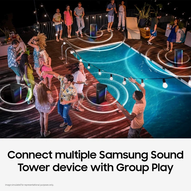 Samsung 160 W (MX-ST40B/XL) Sound Tower High Power Audio, Floor Standing Speaker, Bi-Directional Sound, Built-in Battery, IPX5 Water Resistant, Party Lights, Bluetooth Multi-Connection (Black) Samsung 160 W (MX-ST40B/XL) Sound Tower High Power Audio, Floor Standing Speaker, Bi-Directional Sound, Built-in Battery, IPX5 Water Resistant, Party Lights, Bluetooth Multi-Connection (Black)