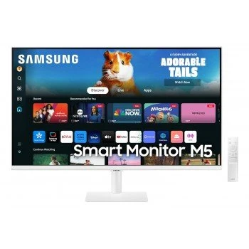 Samsung 27-Inch(68.6cm) M5 FHD Smart Monitor, Mouse & Keyboard Control, OTT Apps, IoT Hub, Office 365, Workout Tracker, Multiple Ports, Speakers, Remote, Bluetooth (LS27DM501EWXXL, White)