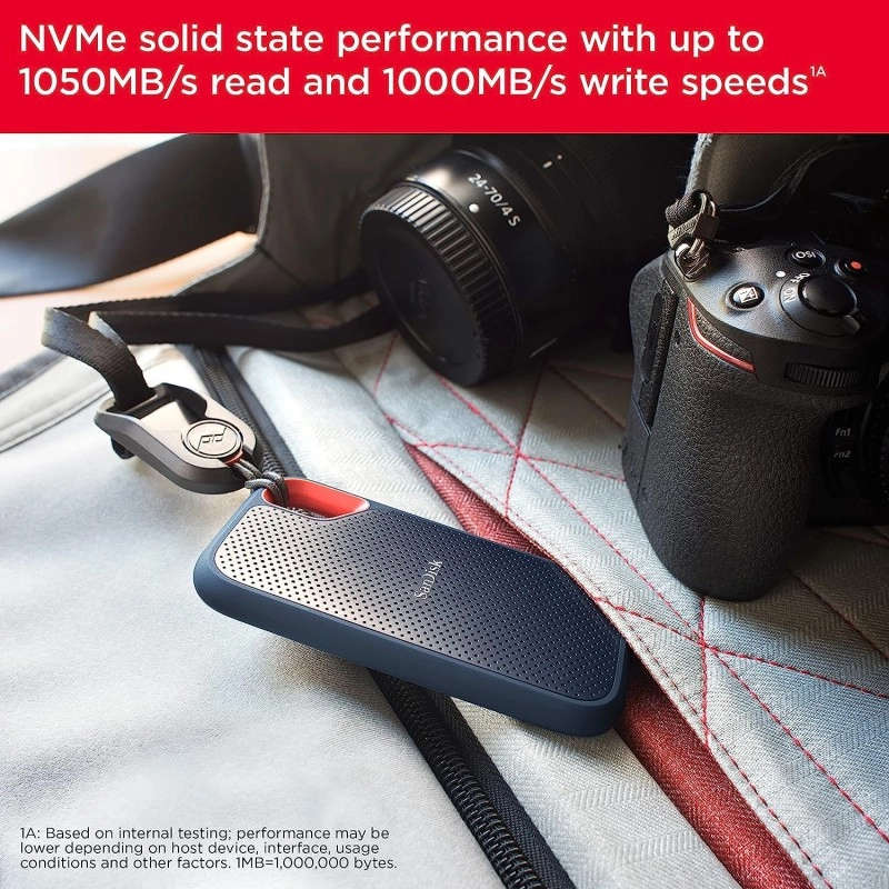 SanDisk 1TB Extreme Portable SSD 1050MB/s R, 1000MB/s W,Upto 2 Meter Drop Protection with IP55 Water/dust Resistance, HW Encryption, PC,MAC & TypeC Smartphone Compatible, 5Y Warranty, External SSD SanDisk 1TB Extreme Portable SSD 1050MB/s R, 1000MB/s W,Upto 2 Meter Drop Protection with IP55 Water/dust Resistance, HW Encryption, PC,MAC & TypeC Smartphone Compatible, 5Y Warranty, External SSD