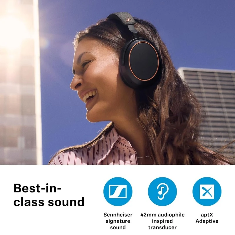 Sennheiser Momentum 4 Wireless Over Ear Headphones Designed in Germany - Bluetooth Adaptive Noise Cancelling-ANC,4 Digital Mics for Crystal-Clear Calls,60h Battery, 2 Yr Warranty, Black/Copper Sennheiser Momentum 4 Wireless Over Ear Headphones Designed in Germany - Bluetooth Adaptive Noise Cancelling-ANC,4 Digital Mics for Crystal-Clear Calls,60h Battery, 2 Yr Warranty, Black/Copper
