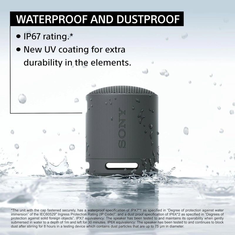 Sony SRS-XB100 Wireless Bluetooth Portable Lightweight Super-Compact Travel Speaker, Extra-Durable IP67 Waterproof & Dustproof, 16 Hrs Batt, Versatile Strap, Extra Bass & Hands-Free Calling-Blue