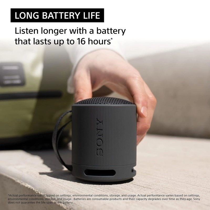 Sony SRS-XB100 Wireless Bluetooth Portable Lightweight Super-Compact Travel Speaker, Extra-Durable IP67 Waterproof & Dustproof, 16 Hrs Batt, Versatile Strap, Extra Bass & Hands-Free Calling-Blue