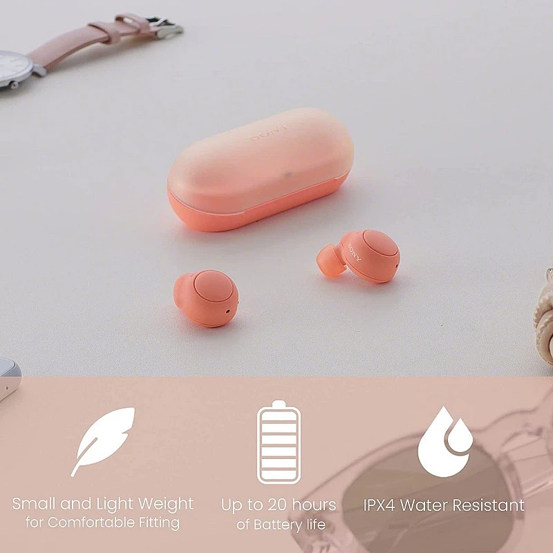 Sony WF-C500 Truly Wireless Earbuds with 20Hrs Battery with Mic for Phone Calls Quick Charge Orange Sony WF-C500 Truly Wireless Earbuds with 20Hrs Battery with Mic for Phone Calls Quick Charge Orange