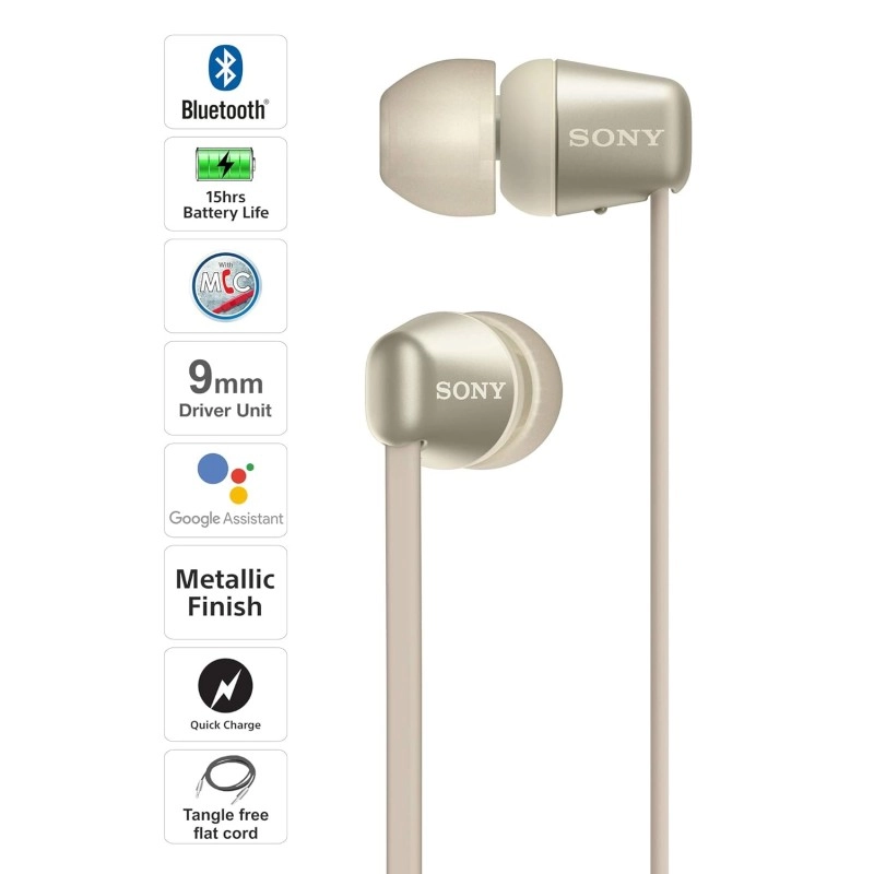 Sony WI-C310 Wireless Headphones with 15 Hrs Battery Life, Quick Charge, Magnetic Earbuds for Tangle Free Carrying, BT ver 5.0