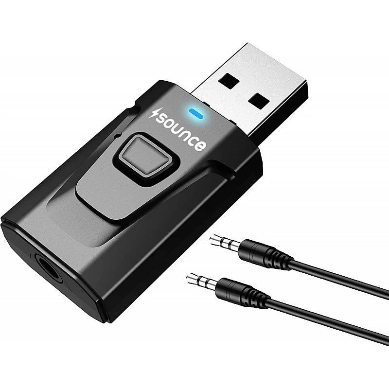 Sounce Bluetooth Car Adapter, Mini Bluetooth 5.0 Transmitter Receiver Wireless 3.5mm Aux Jack Adapter Hands-Free Car Kit Built-in Mic for Car Aux, Home, Headphones, PC,TV and More Sounce Bluetooth Car Adapter, Mini Bluetooth 5.0 Transmitter Receiver Wireless 3.5mm Aux Jack Adapter Hands-Free Car Kit Built-in Mic for Car Aux, Home, Headphones, PC,TV and More