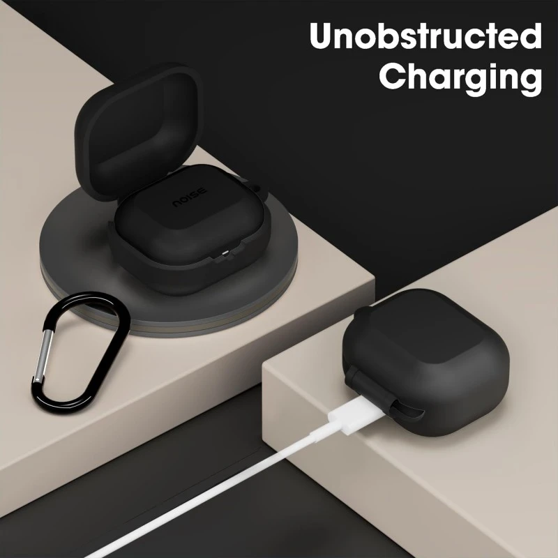 Sounce Silicone Case Cover for Noise Buds N1, Portable Non-Slip Grip & Scratch-Resistant Protector with Carabiner Clip Full Protection Water Resistant, Shockproof Cover - Black Sounce Silicone Case Cover for Noise Buds N1, Portable Non-Slip Grip & Scratch-Resistant Protector with Carabiner Clip Full Protection Water Resistant, Shockproof Cover - Black
