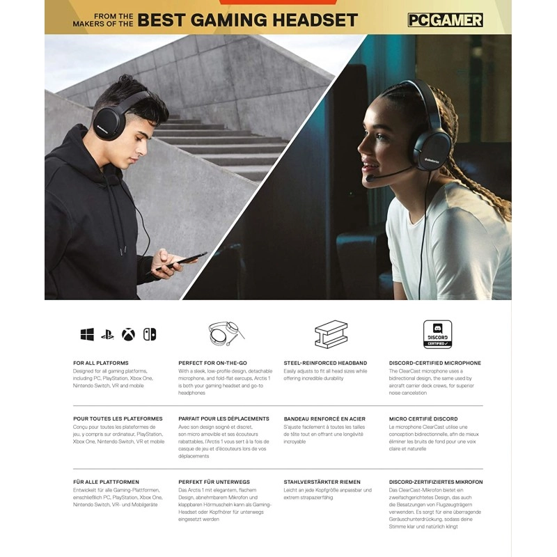 Steelseries Arctis 1 Wired Over Ear Headphones with Mic (Black) Steelseries Arctis 1 Wired Over Ear Headphones with Mic (Black)