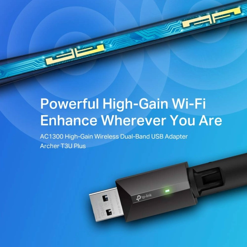 TP-LINK AC1300 Archer T3U Plus High Gain USB 3.0 Wi-Fi Dongle, Wireless Dual Band MU-MIMO WiFi Adapter with High Gain Antenna, Supports Windows 11/10/8.1/8/7/XP/Mac OS (Black) TP-LINK AC1300 Archer T3U Plus High Gain USB 3.0 Wi-Fi Dongle, Wireless Dual Band MU-MIMO WiFi Adapter with High Gain Antenna, Supports Windows 11/10/8.1/8/7/XP/Mac OS (Black)