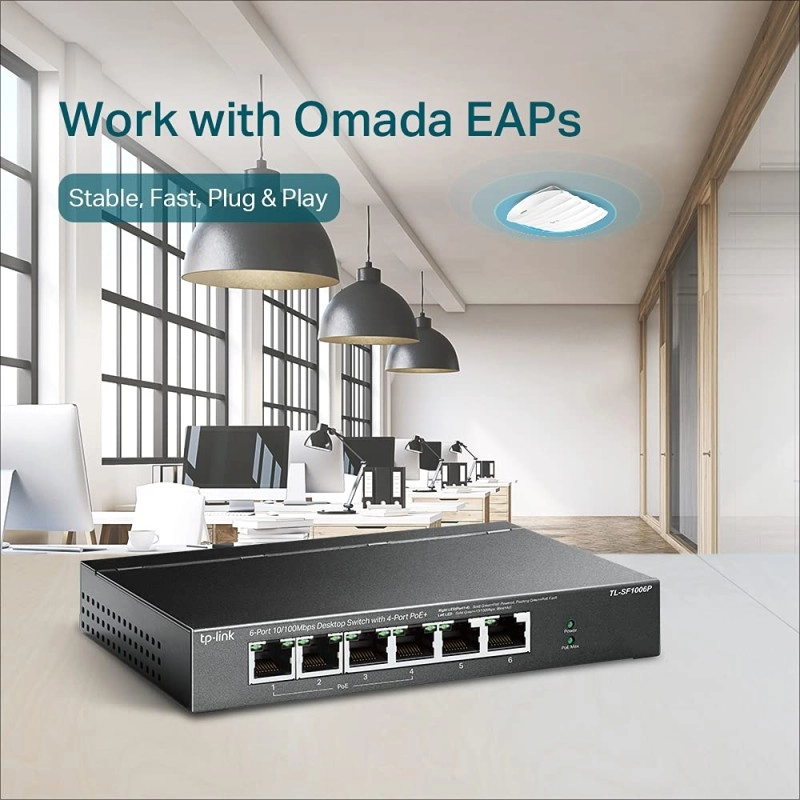 TP-Link 6 Port Fast Ethernet 10/100Mbps Desktop PoE Switch Priority Mode (TL-SF1006P)