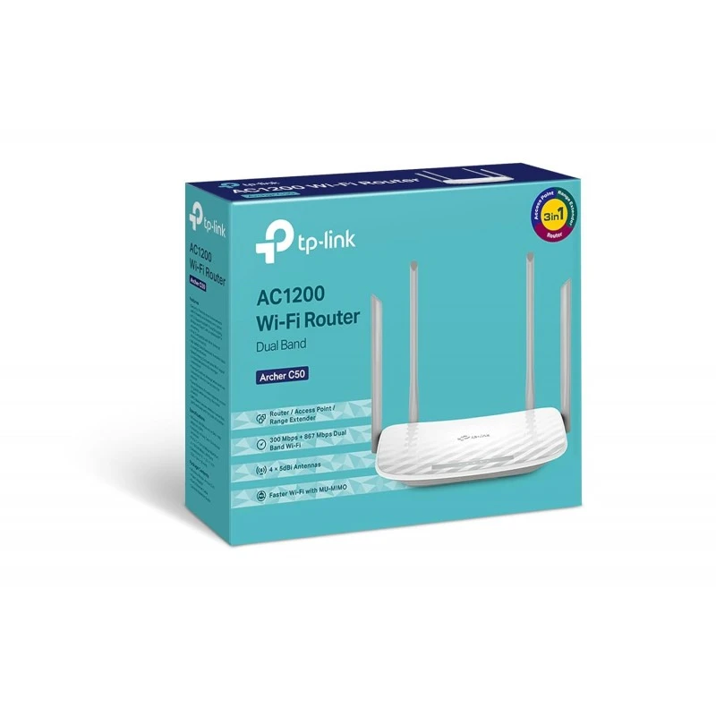 TP-Link Archer C50 AC1200 Dual Band Wireless Cable Router Wi-Fi Speed Up to 867 Mbps/5 GHz Supports Parental Control Guest Wi-Fi VPN TP-Link Archer C50 AC1200 Dual Band Wireless Cable Router Wi-Fi Speed Up to 867 Mbps/5 GHz Supports Parental Control Guest Wi-Fi VPN