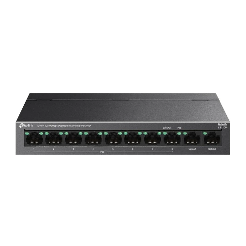 TP-Link LS109P 9-Port 10/100Mbps Desktop Ethernet Switch with 8-Port PoE+, 63 W PoE Budget, PoE Auto Recovery,Up to 250 m PoE Transmission, Plug & Play, Ideal for IP Surveillance & Network Security TP-Link LS109P 9-Port 10/100Mbps Desktop Ethernet Switch with 8-Port PoE+, 63 W PoE Budget, PoE Auto Recovery,Up to 250 m PoE Transmission, Plug & Play, Ideal for IP Surveillance & Network Security