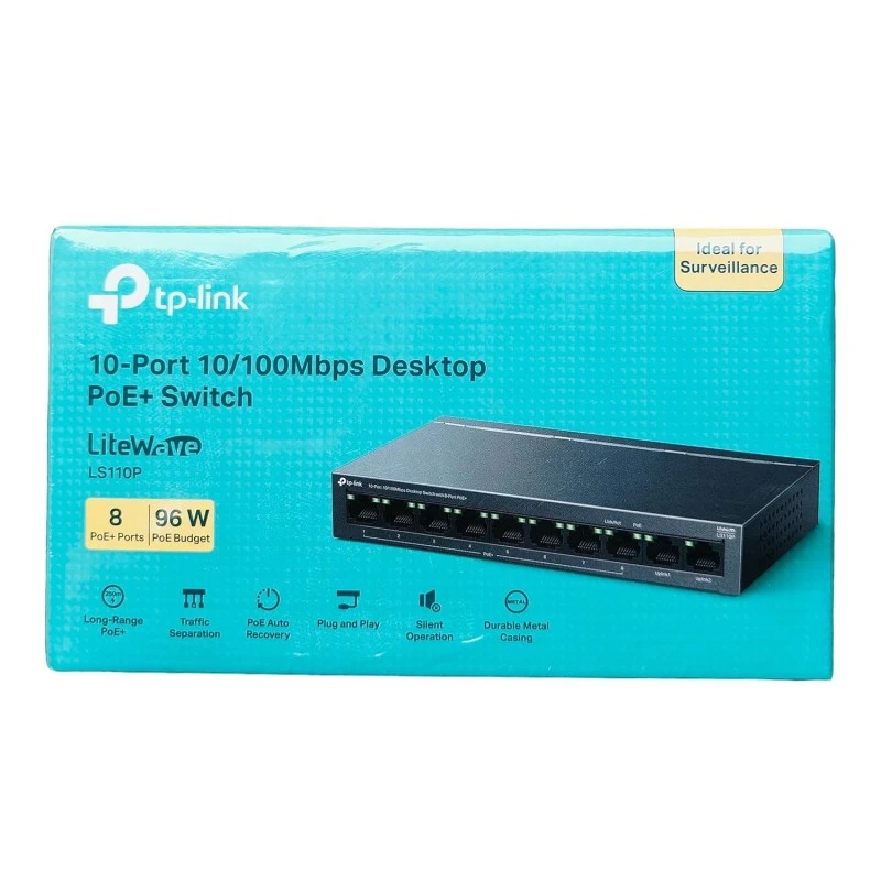 TP-Link LS109P 9-Port 10/100Mbps Desktop Ethernet Switch with 8-Port PoE+, 63 W PoE Budget, PoE Auto Recovery,Up to 250 m PoE Transmission, Plug & Play, Ideal for IP Surveillance & Network Security TP-Link LS109P 9-Port 10/100Mbps Desktop Ethernet Switch with 8-Port PoE+, 63 W PoE Budget, PoE Auto Recovery,Up to 250 m PoE Transmission, Plug & Play, Ideal for IP Surveillance & Network Security