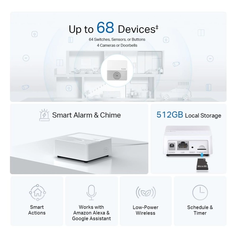 TP-Link Tapo Smart Hub with Built-In Chime, REQUIRES 2.4GHz Wi-Fi, Connect up to 64 Smart + 4 Camera Devices, Sub-1G Low-Power Wireless Protocol, 512GB Local Storage, Tapo H200 TP-Link Tapo Smart Hub with Built-In Chime, REQUIRES 2.4GHz Wi-Fi, Connect up to 64 Smart + 4 Camera Devices, Sub-1G Low-Power Wireless Protocol, 512GB Local Storage, Tapo H200