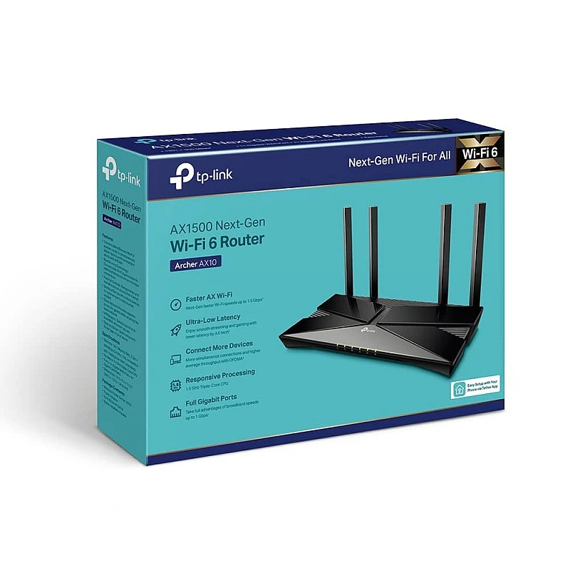 TP-Link WiFi 6 AX1500 Archer AX10 Smart WiFi MU-MIMO Compatible with Alexa Wireless Router TP-Link WiFi 6 AX1500 Archer AX10 Smart WiFi MU-MIMO Compatible with Alexa Wireless Router