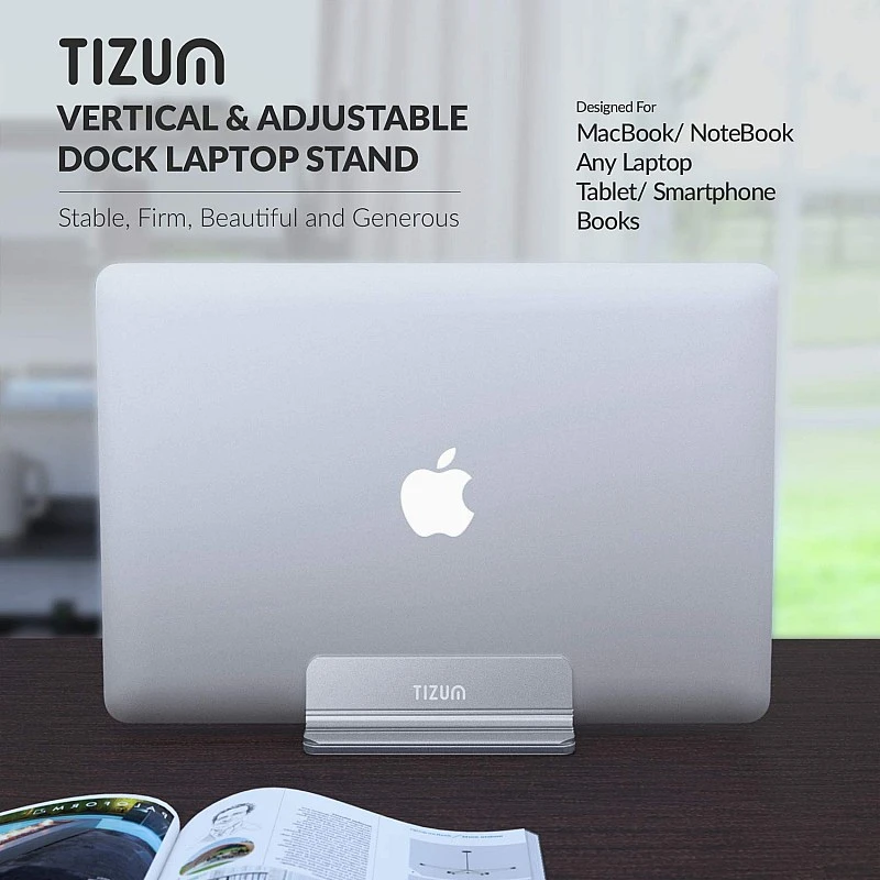 Tizum Vertical Laptop Stand for Desk with Adjustable Dock Width, Tizum Vertical Laptop Stand for Desk with Adjustable Dock Width,