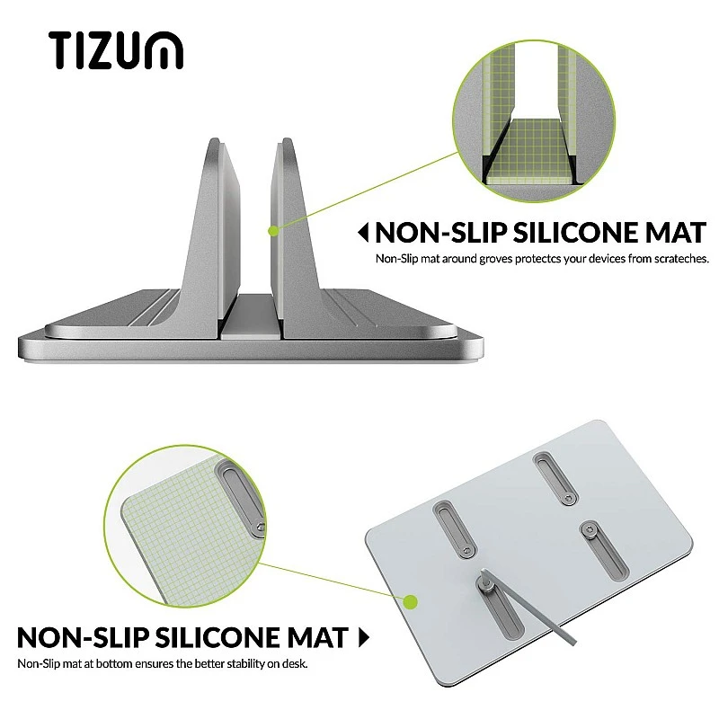 Tizum Vertical Laptop Stand for Desk with Adjustable Dock Width, Tizum Vertical Laptop Stand for Desk with Adjustable Dock Width,