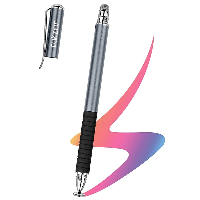 Tukzer 2-in-1 Capacitive Stylus Pen V2.0, Light Aluminum Body, Rubber Grip, for Touch Screen Devices, Smartphones, Tablets (Grey) Tukzer 2-in-1 Capacitive Stylus Pen V2.0, Light Aluminum Body, Rubber Grip, for Touch Screen Devices, Smartphones, Tablets (Grey)