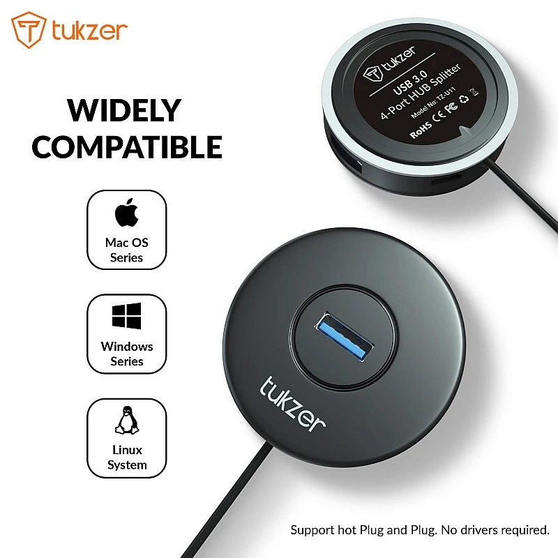 Tukzer 4-Port USB Hub 3.0 (TZ-U11) Superspeed Data Hub High Speed Compatible for All Laptops Tukzer 4-Port USB Hub 3.0 (TZ-U11) Superspeed Data Hub High Speed Compatible for All Laptops