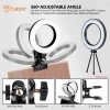 Tukzer 8-Inch LED USB Selfie Ring Light with Clamp Mount 3 Light Modes 10 Level Brightness Tukzer 8-Inch LED USB Selfie Ring Light with Clamp Mount 3 Light Modes 10 Level Brightness