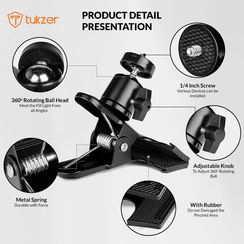 Tukzer 8-Inch LED USB Selfie Ring Light with Clamp Mount 3 Light Modes 10 Level Brightness Tukzer 8-Inch LED USB Selfie Ring Light with Clamp Mount 3 Light Modes 10 Level Brightness