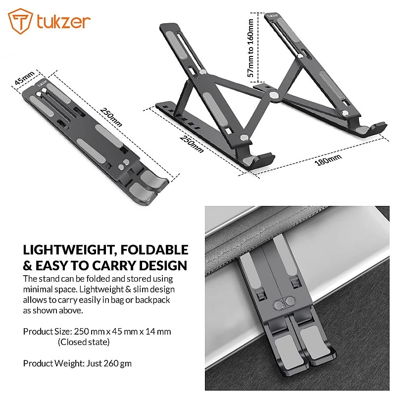 Tukzer Imported Laptop Stand Notebook Riser 6 Level Height Angle Adjustment 2X Stronger M-Shape Aluminum Laptop Tabel Stand Tukzer Imported Laptop Stand Notebook Riser 6 Level Height Angle Adjustment 2X Stronger M-Shape Aluminum Laptop Tabel Stand