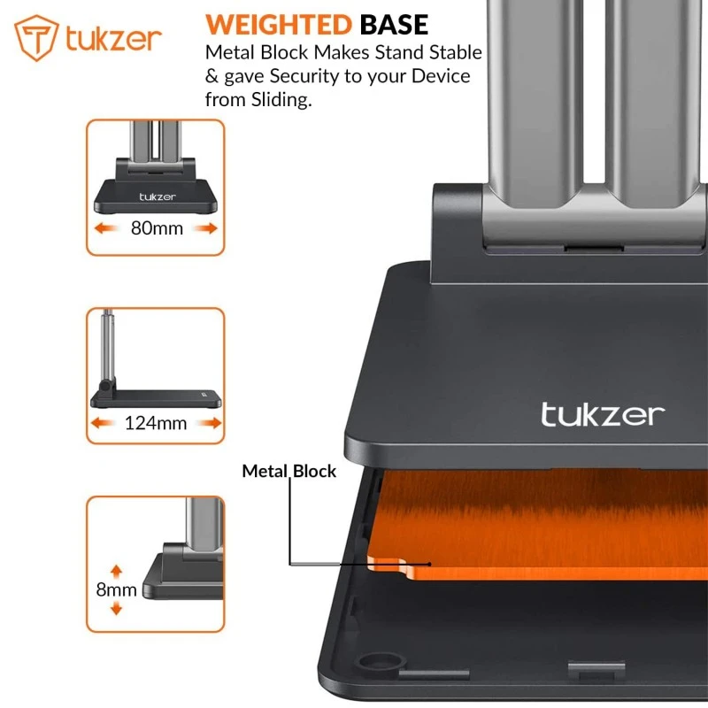 Tukzer Universal Tablet Tabletop Stand Mobile Holder| Dual Poles Heavy Base Aluminum, Foldable, Multi-Angle Height Adjustable Stand for iPad Tablets Smartphones E-Book Readers Up to 15.6 inc Jet Black Tukzer Universal Tablet Tabletop Stand Mobile Holder| Dual Poles Heavy Base Aluminum, Foldable, Multi-Angle Height Adjustable Stand for iPad Tablets Smartphones E-Book Readers Up to 15.6 inc Jet Black