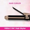 VEGA 3 in 1 Hair Styler, Straightener, Curler  And Crimper (VHSCC-01) Black
