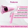 VEGA Blooming Air Foldable 1000 Watts Hair Dryer With Heat and Cool Setting And Detachable Nozzle pink VEGA Blooming Air Foldable 1000 Watts Hair Dryer With Heat and Cool Setting And Detachable Nozzle pink