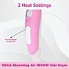 VEGA Blooming Air Foldable 1000 Watts Hair Dryer With Heat and Cool Setting And Detachable Nozzle pink VEGA Blooming Air Foldable 1000 Watts Hair Dryer With Heat and Cool Setting And Detachable Nozzle pink