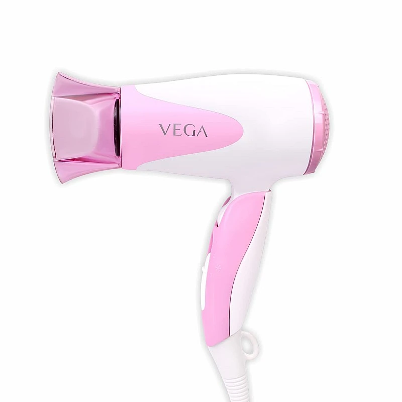 VEGA Blooming Air Foldable 1000 Watts Hair Dryer With Heat and Cool Setting And Detachable Nozzle pink VEGA Blooming Air Foldable 1000 Watts Hair Dryer With Heat and Cool Setting And Detachable Nozzle pink