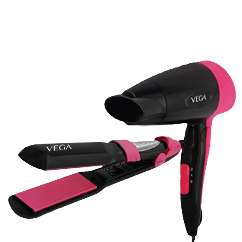 VEGA Miss Perfect Styling Set - Hair Dryer And Straightener Combo (VHSS-01), Black VEGA Miss Perfect Styling Set - Hair Dryer And Straightener Combo (VHSS-01), Black
