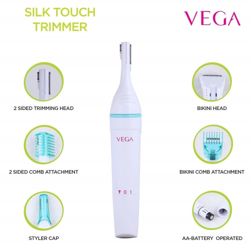 VEGA Silk Touch Eyebrow, Underarms & Bikini Trimmer for Women, (VHBT-01)