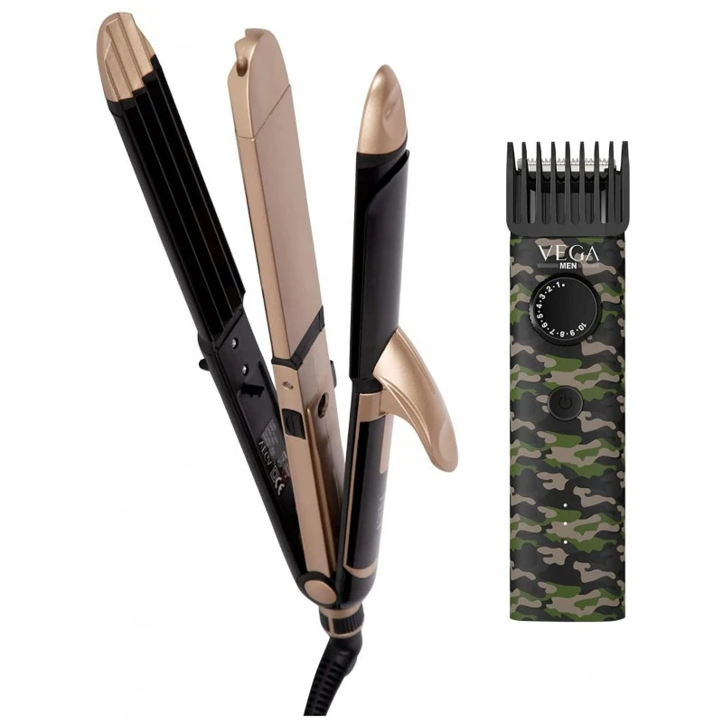 Vega 3 in 1 Mini Hair Styler- Mini Hair Straightener, Mini Curler & Mini Hair Crimper for Women, Travel Friendly, India's No.1* Hair Styler Appliance Brand, (VHSCC-06) Vega 3 in 1 Mini Hair Styler- Mini Hair Straightener, Mini Curler & Mini Hair Crimper for Women, Travel Friendly, India's No.1* Hair Styler Appliance Brand, (VHSCC-06)