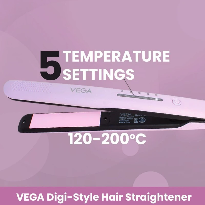 Vega K Shine Hair Straightener for Women with Keratin infused Plates for Minimise Hair Damage, Heat upto 200°C, Power Indicator Light, Rose Gold, (VHSH-28) Vega K Shine Hair Straightener for Women with Keratin infused Plates for Minimise Hair Damage, Heat upto 200°C, Power Indicator Light, Rose Gold, (VHSH-28)