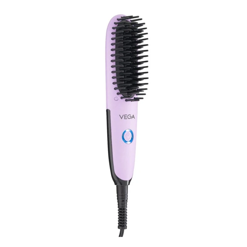 Vega Mini Hair Straightener Brush for Women with Thermoprotect Technology, Ceramic Coated Bristles & 2 Heat Settings, Automatic Cut-Off, 2 Temperature Settings, (Go Mini Series, VHSB-05), Purple Vega Mini Hair Straightener Brush for Women with Thermoprotect Technology, Ceramic Coated Bristles & 2 Heat Settings, Automatic Cut-Off, 2 Temperature Settings, (Go Mini Series, VHSB-05), Purple