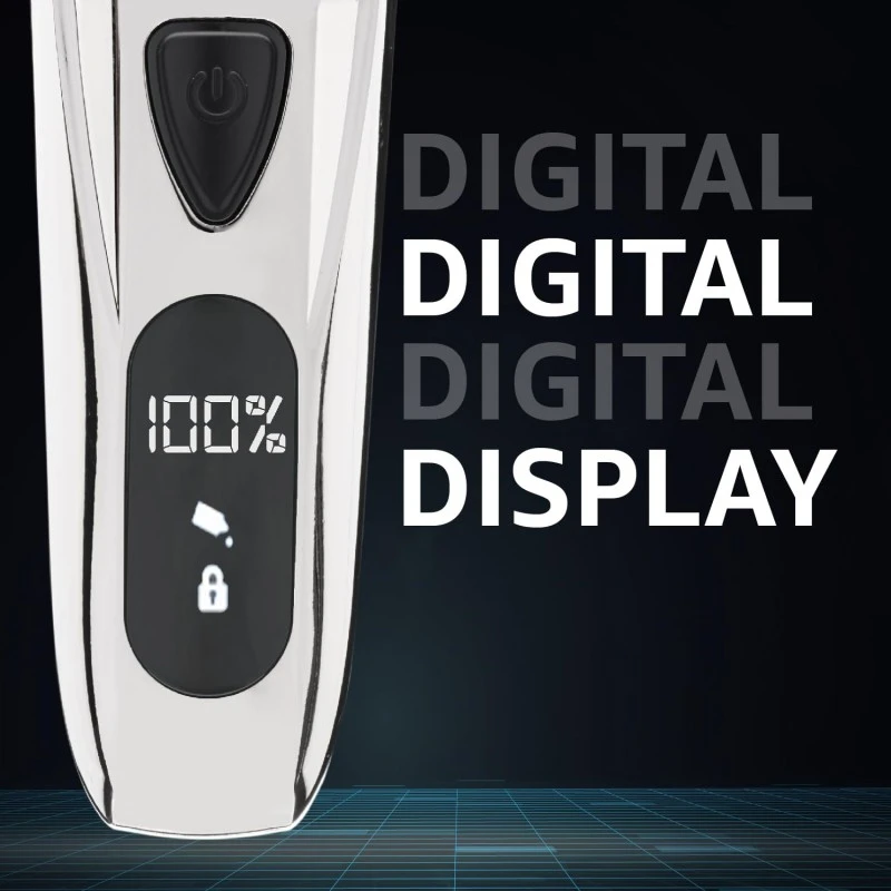 Vega P3 Battery Powered Trimmer Men with 160 Mins Runtime, Titanium Blades, 2 Comb Attachment, Digital Display & 40 Length Settings, Silver, (Power Series P3 VHTH-27) Vega P3 Battery Powered Trimmer Men with 160 Mins Runtime, Titanium Blades, 2 Comb Attachment, Digital Display & 40 Length Settings, Silver, (Power Series P3 VHTH-27)