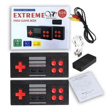Viart Creation™ Extreme Mini Plug and Play Wireless Game Box HD 1080p TV Retro Video Game for Kids 620 Extreme Mini Game Box (8 Bit Retro Games) for up to 2 Players Black (Kids Edition Extreme)