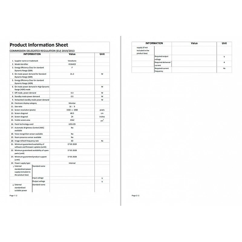 ViewSonic Mainstream Monitor VA2418-SH 60.45 cm (24) Full HD (1080) ViewSonic Mainstream Monitor VA2418-SH 60.45 cm (24) Full HD (1080)