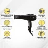 WAHL 5439-024 Super Dry Professional 2000 Watts Ionic Hair Dryer with Tourmaline Technology; 3 Heat Settings & 2 Speed Settings & Cool Shot Button; Black WAHL 5439-024 Super Dry Professional 2000 Watts Ionic Hair Dryer with Tourmaline Technology; 3 Heat Settings & 2 Speed Settings & Cool Shot Button; Black