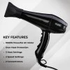 WAHL 5439-024 Super Dry Professional 2000 Watts Ionic Hair Dryer with Tourmaline Technology; 3 Heat Settings & 2 Speed Settings & Cool Shot Button; Black WAHL 5439-024 Super Dry Professional 2000 Watts Ionic Hair Dryer with Tourmaline Technology; 3 Heat Settings & 2 Speed Settings & Cool Shot Button; Black