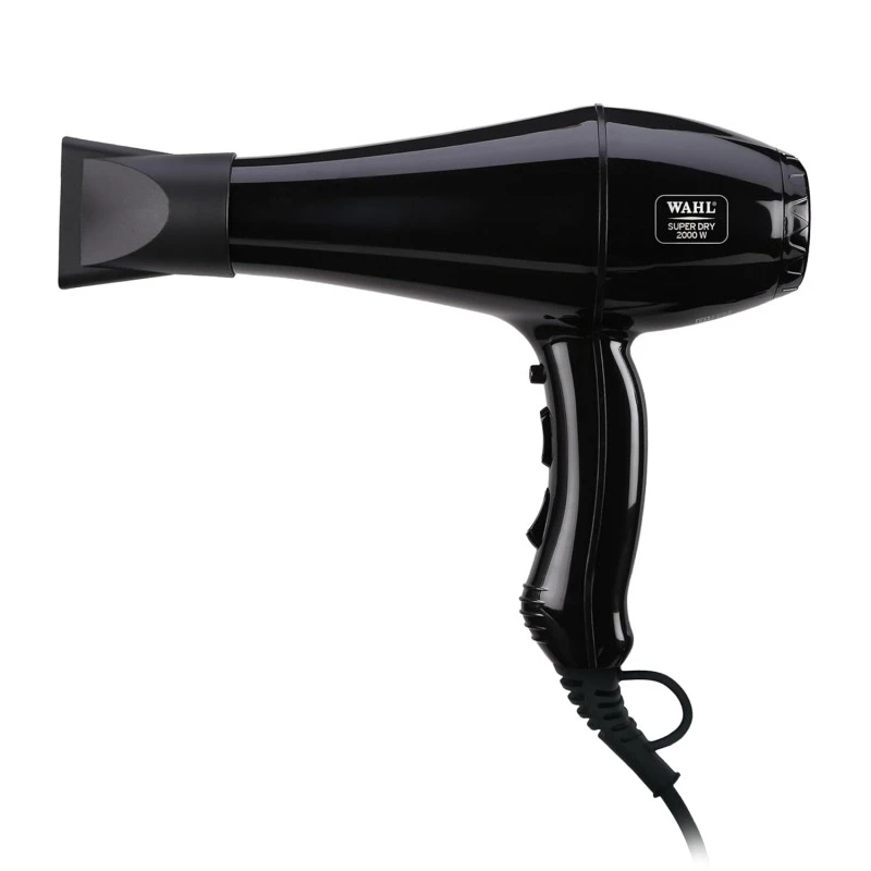 WAHL 5439-024 Super Dry Professional 2000 Watts Ionic Hair Dryer with Tourmaline Technology; 3 Heat Settings & 2 Speed Settings & Cool Shot Button; Black WAHL 5439-024 Super Dry Professional 2000 Watts Ionic Hair Dryer with Tourmaline Technology; 3 Heat Settings & 2 Speed Settings & Cool Shot Button; Black