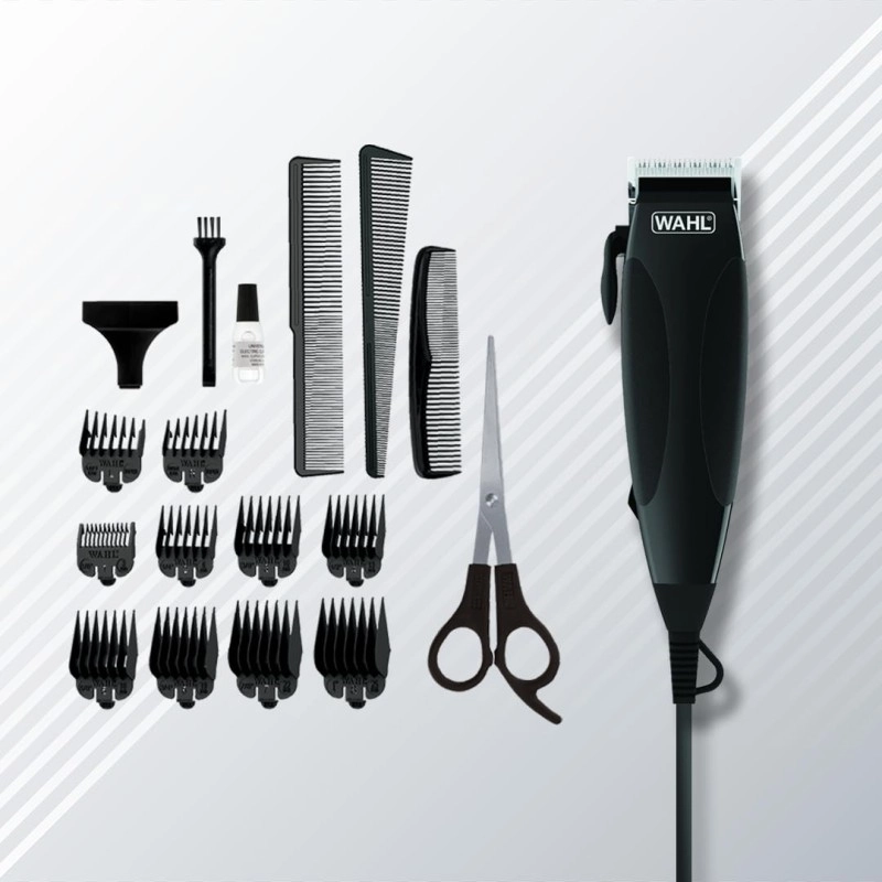 WAHL Home Cut Black Edition Hair Clipper Complete Hair Cutting Clipper with Thumb Adjustable Taper & Travel Pouch, Powerful Electromagnetic Motor with 14,400 strokes per min, Self-Sharpening Carbon Steel Blades, 10 Cutting WAHL Home Cut Black Edition Hair Clipper Complete Hair Cutting Clipper with Thumb Adjustable Taper & Travel Pouch, Powerful Electromagnetic Motor with 14,400 strokes per min, Self-Sharpening Carbon Steel Blades, 10 Cutting